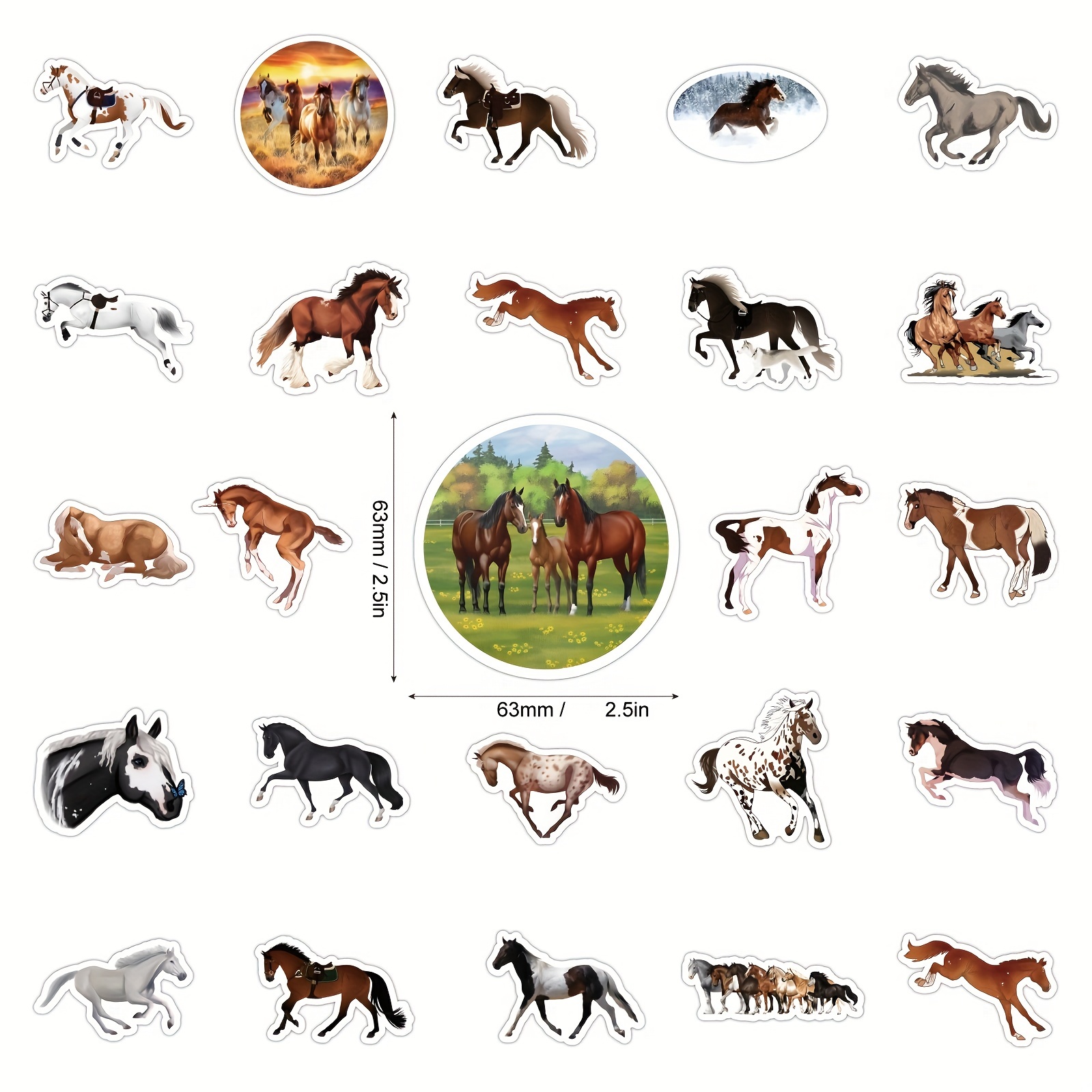 Skateboard Horse Stickers, Laptop Stickers Horses