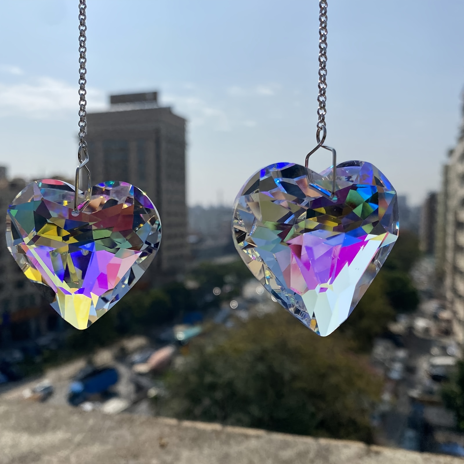 2 Stück Herz Kristall Sonnenfänger Regenbogen Maker Fenster - Temu