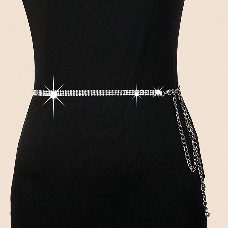 Body Chain Tassel Rhinestone Waist Chain Body Jewelry for Women