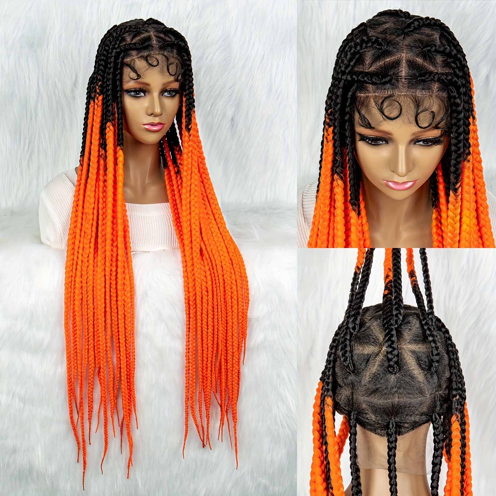 Braided Wigs Women Synthetic Lace Wig Big Knotless Box - Temu Canada