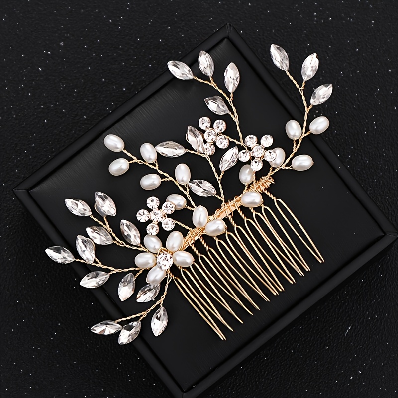 Crystal Flower Bridal Hair Comb with Silver Accents