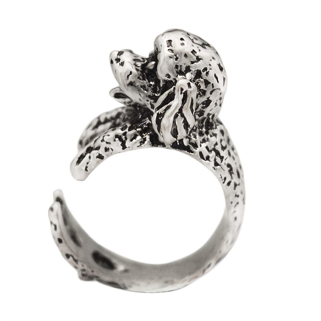 Pet Gift Boho Poodle Dog Animal Rings, Adjustable Statement
