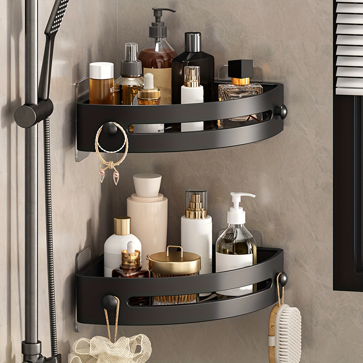 Bathroom Corner Punch-free Rack Shower Shelf Countertop Organizer Storage  Ra*u*