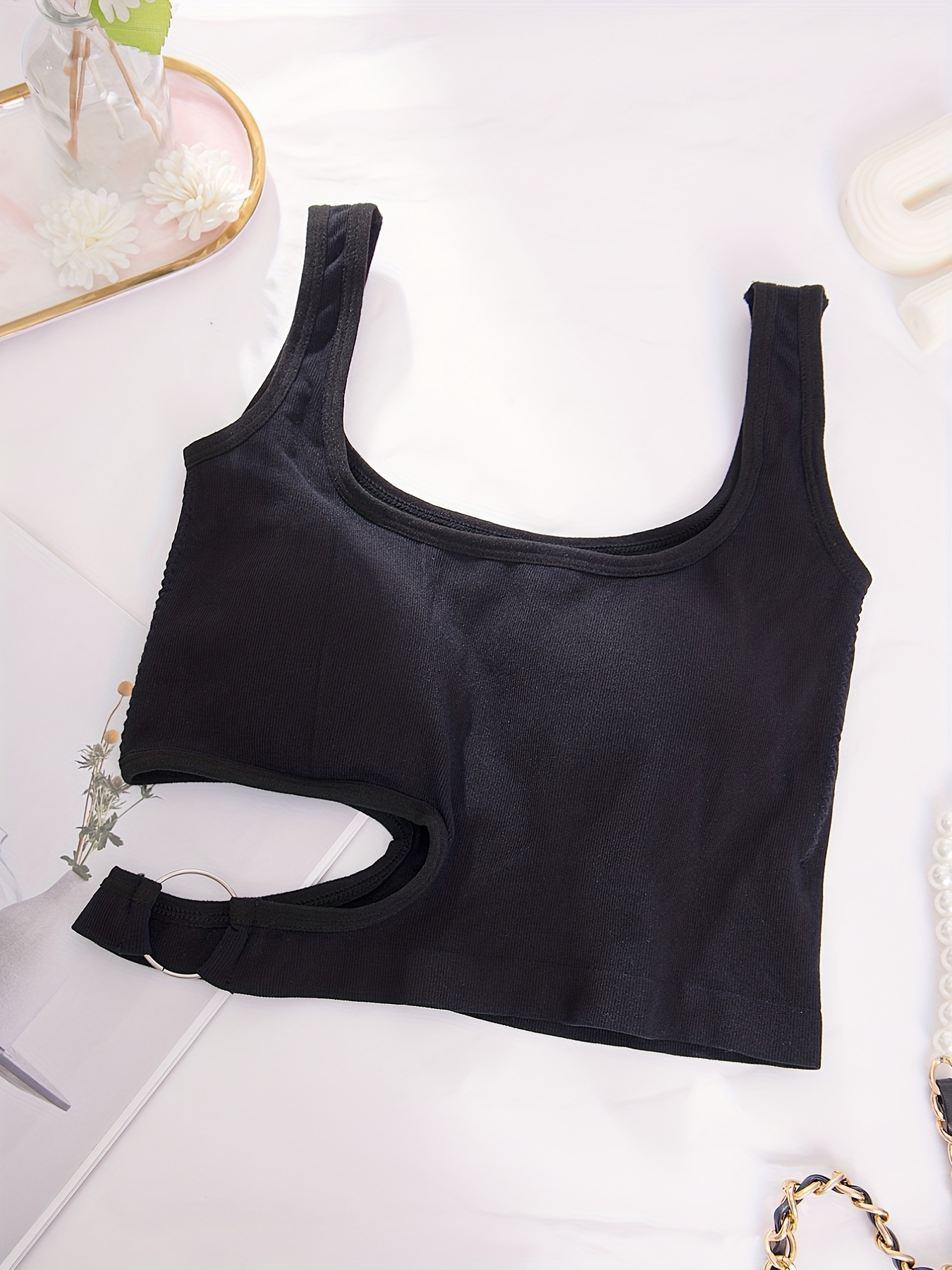 Side Hollow Tank Top Casual Comfy Solid Vest Top Women's - Temu