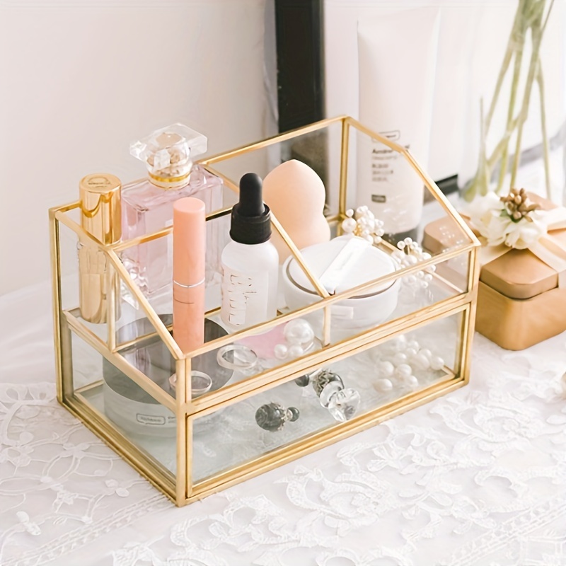 Gold Makeup Organizer Case Perfume Organizer Cosmetics 