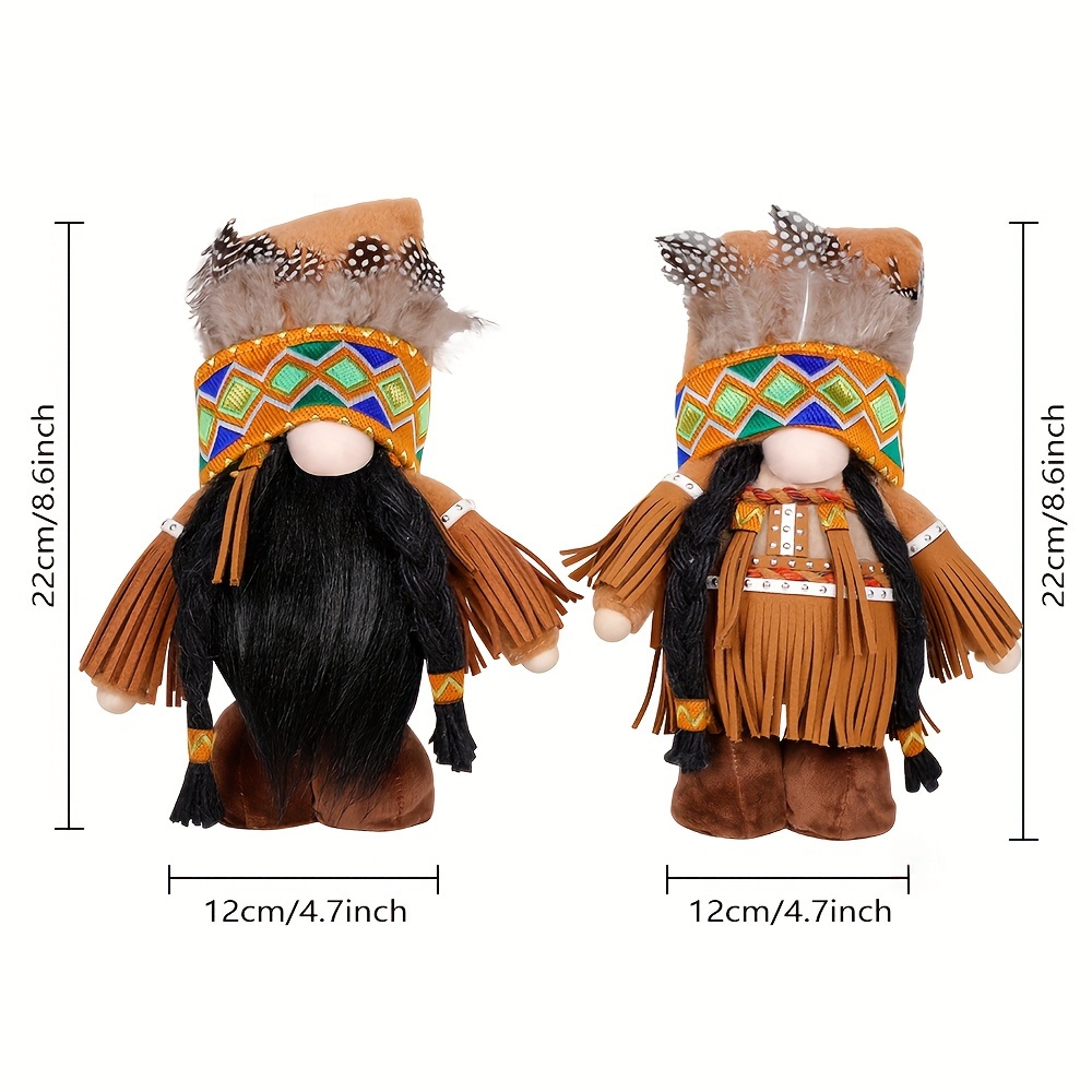 2pcs faceless dwarf doll faceless gnome doll rudolph indian style ornament for car desktop home room decoration cake dolls birthday gifts office computer decor window scene decor autumn harvest thanksgiving xmas decor details 2