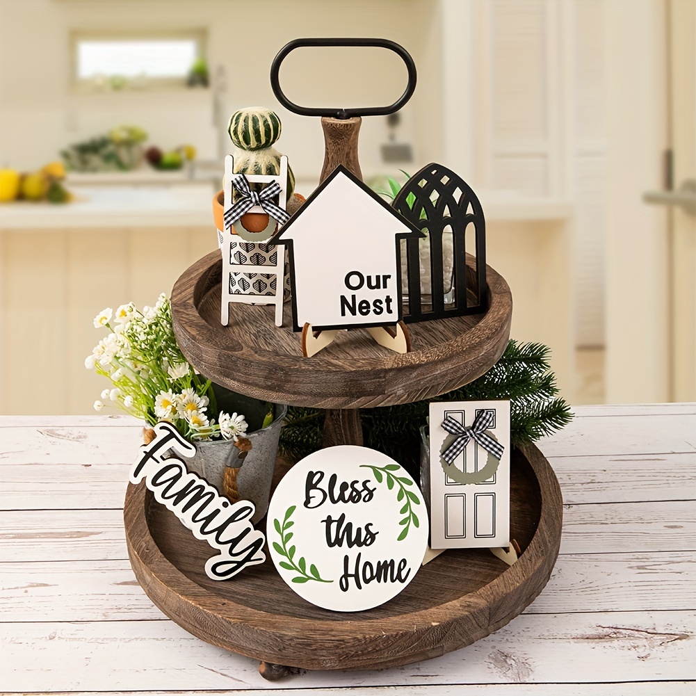Farmhouse Decor Tiered Tray Craft Kits Rustics Wooden Signs for