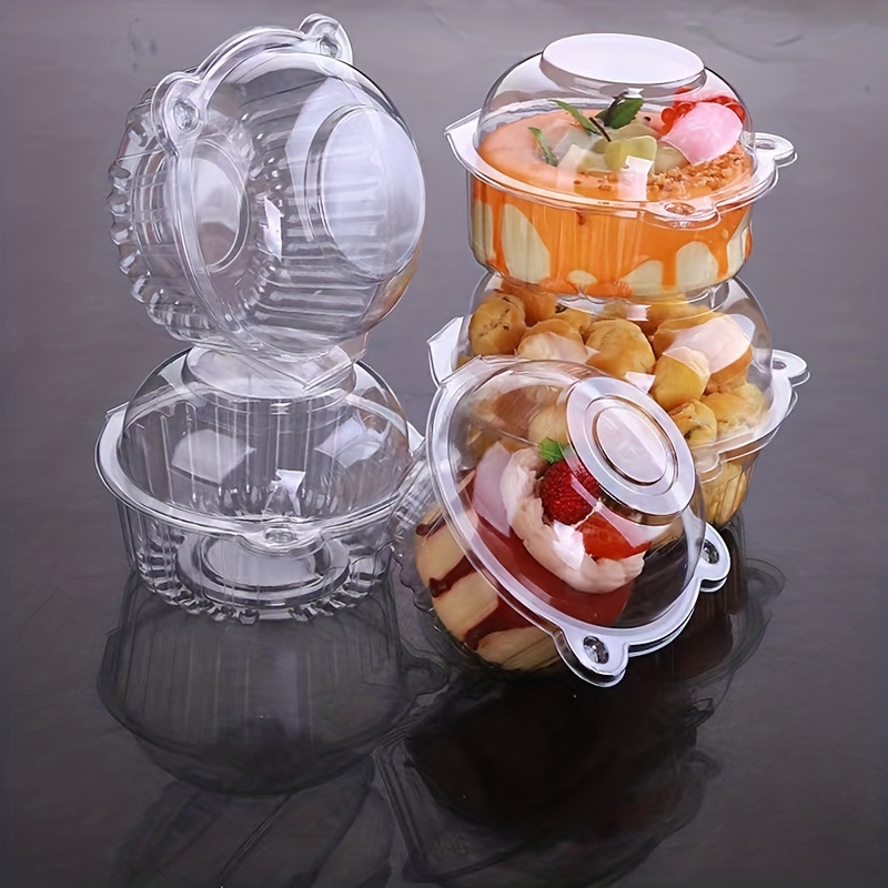 10Pcs Cat Head Puff Pastry Box Individual Cupcake Holder Clear