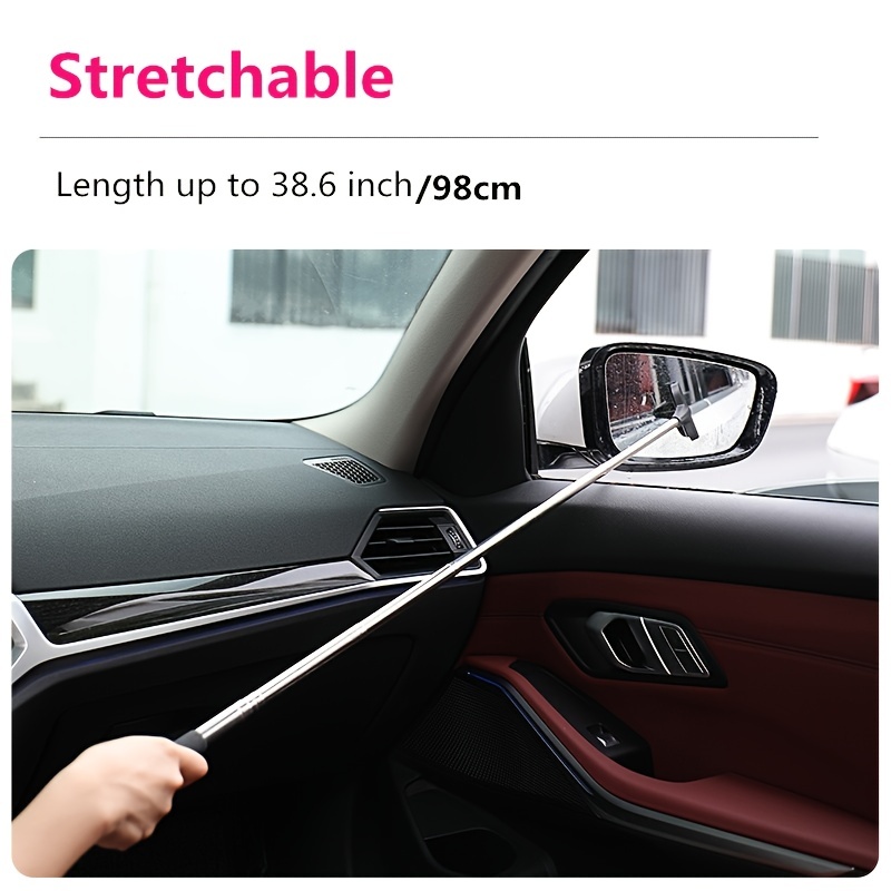Retractable Car Rearview Mirror Wiper,Portable Car Car Glass Scraper for  All Vehicles Decontamination and Water Mist Cleaning Brush,Car Wiper to  Keep
