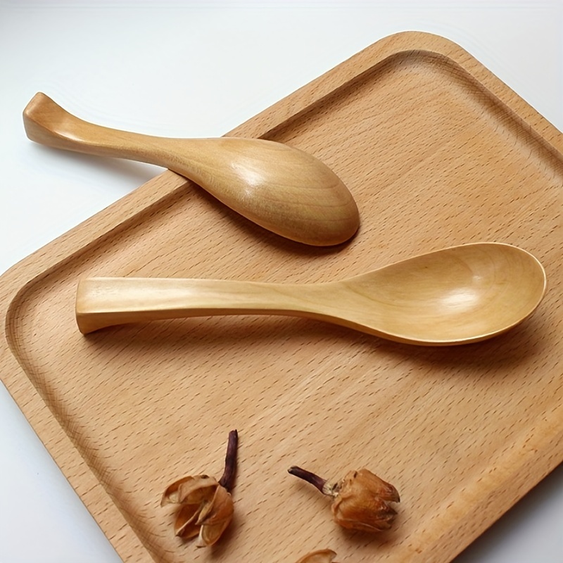 1 5pcs Soup Spoon Wooden Coffee Spoon Simple Milk Spoon - Temu