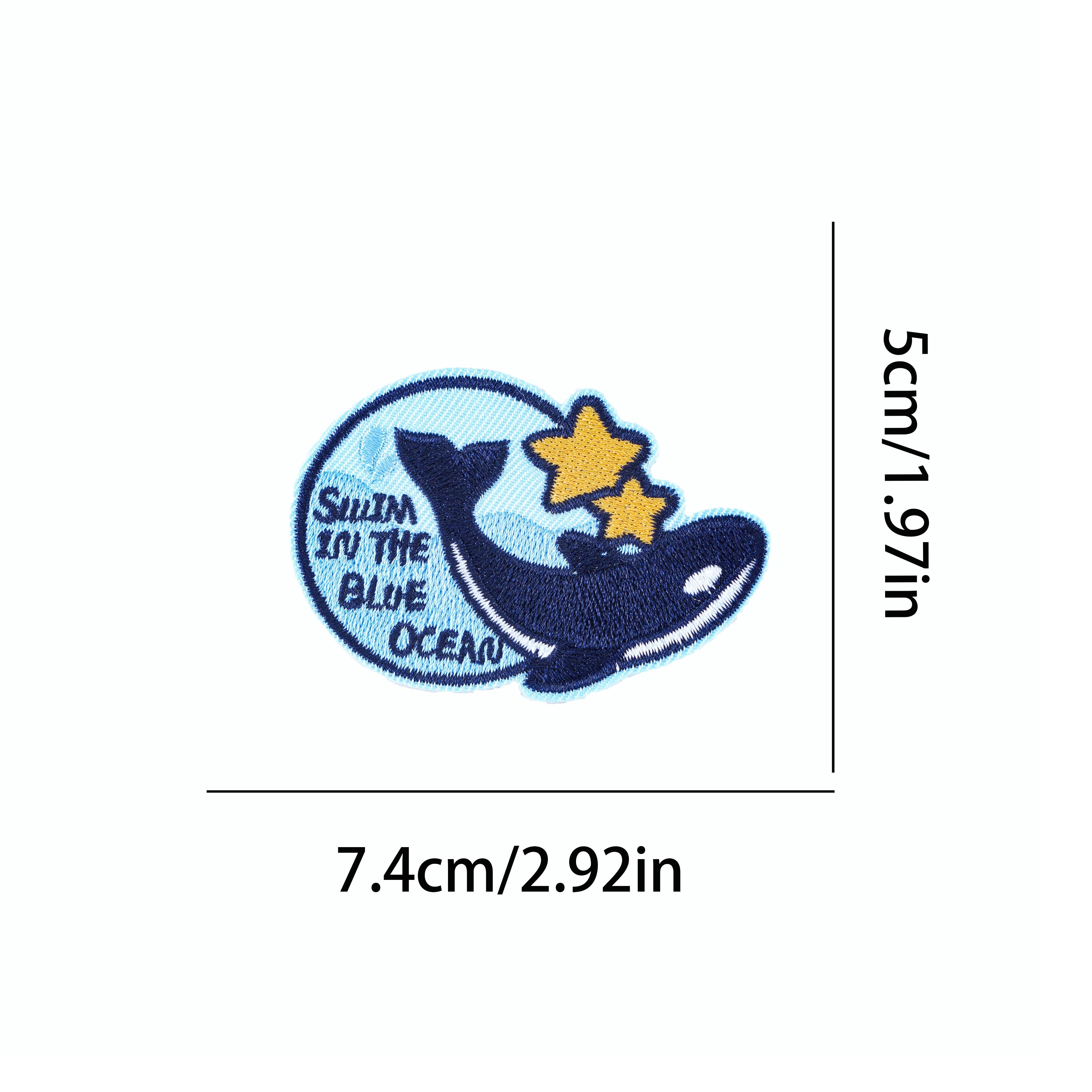 3pcs/set Embroidered Blue Whale Fabric Stickers Can Be Ironed Can Stick  Patch For DIY Clothes Hats Bags Stationery And Other Scenes