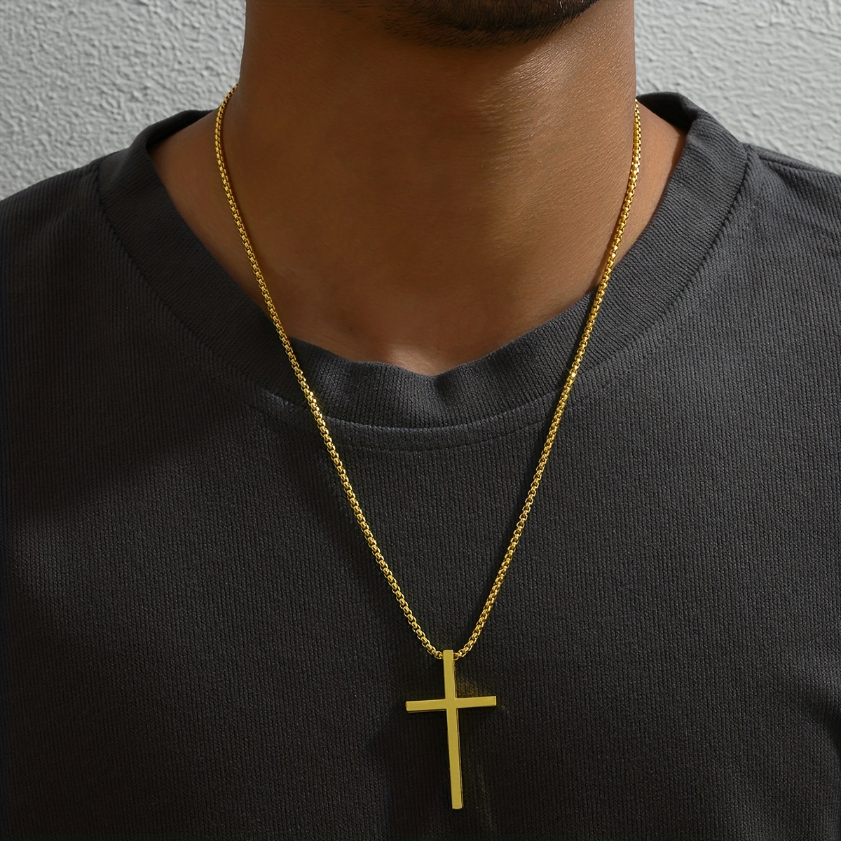 Mens simple on sale cross necklace