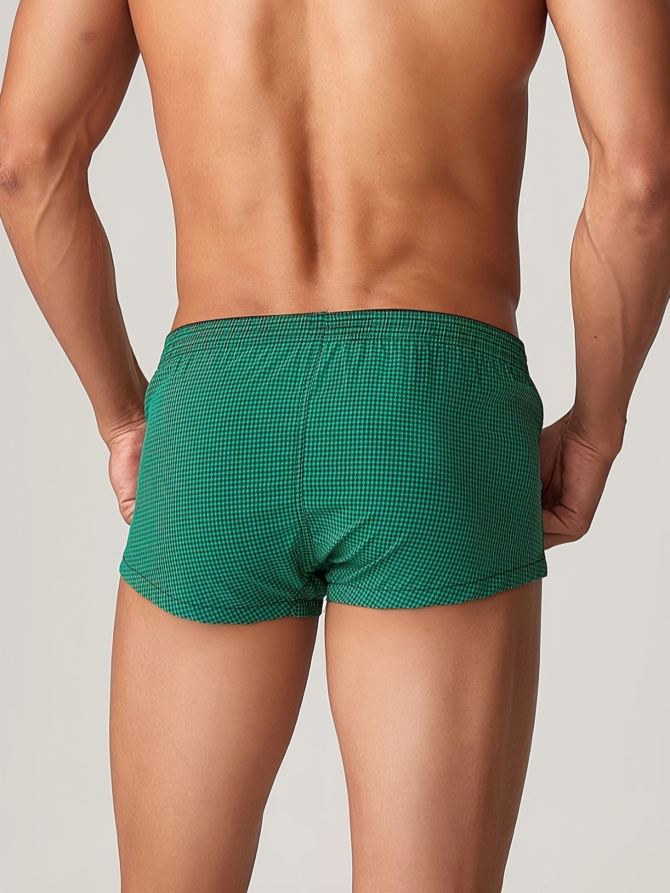 Men Sexy Briefs Underwear Low-Rise Plaid Pajama Trunk Pouch Underpants  Lingerie