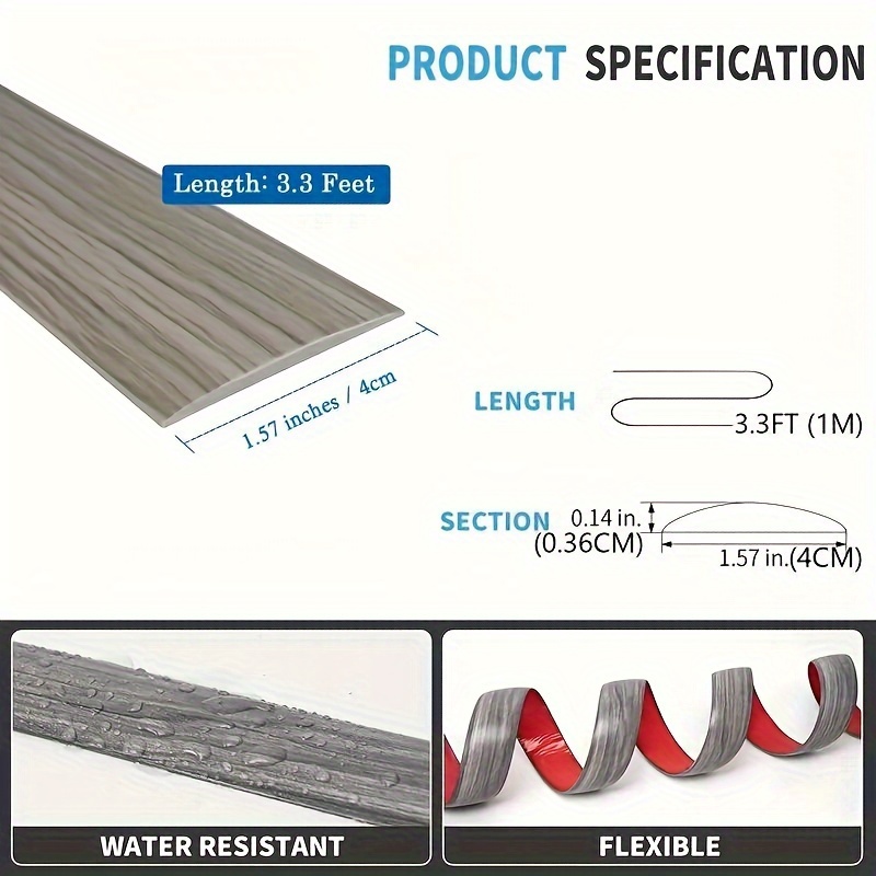 Tira de transición de piso, tira de transición de vinilo autoadhesiva para  pisos, tira divisora plana para el suelo para unir huecos del piso, diseño
