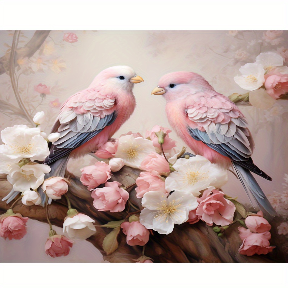 

1pc Full Artificial Diamond Bird And Flowers Diy Diamond Painting Cross Stitch Home Decor Picture Of Rhinestone Handmade Artwork 30x40cm/12x16inch Without Frame