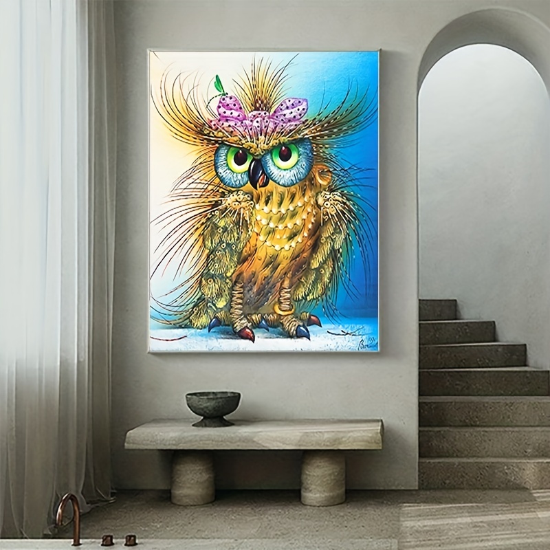 1pc 5D Artificial Diamond Painting Set Owl Pattern DIY Diamond Painting  Frameless Decor Gifts