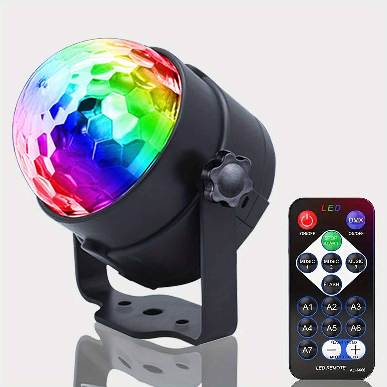 1pc abs crystal remote control magic ball light seven color rotating stage light with remote control bracket laser flash rotating light remote control color change cool stage light projection light 7