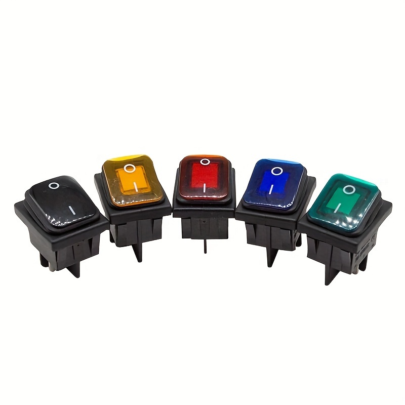4 pièces tableau de bord de voiture 20mm Mini interrupteur à bascule rond  220V LED 12V IP65 bouton poussoir de bateau illuminé O - interrupteur à  bascule marche-arrêt ( Color : Blau 