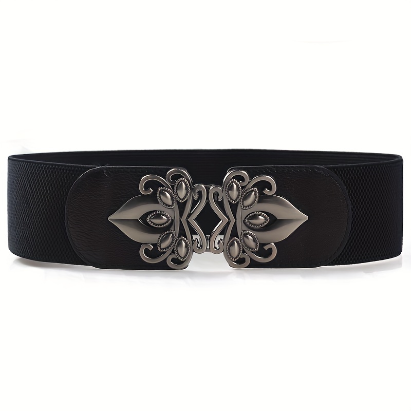 Buy ELASTICATED METAL-BUCKLE BLACK NARROW BELT for Women Online in