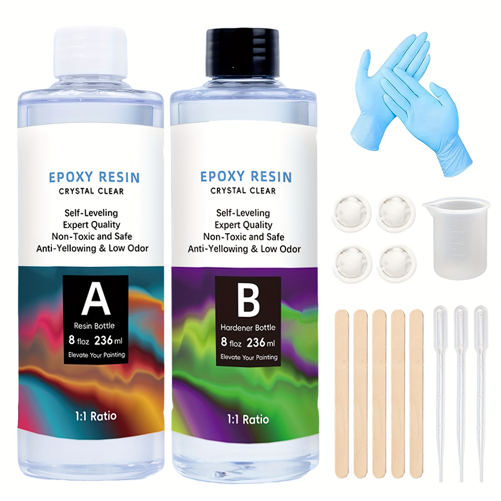 Epoxy Resin Crystal Clear Kit, Super Anti-Yellowing Craft Resin Epoxy  32OZ(16OZ Resin and 16OZ Hardener) for Art, Jewelry Making, Casting,  Silicone