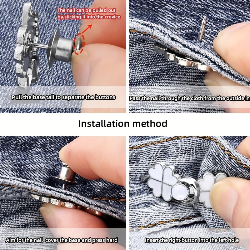 Button Pins for Jeans Perfect Fit Jean Button Replacement Pants Button  Small Detachable Metal Button Pants Adjuster Fastener Wear