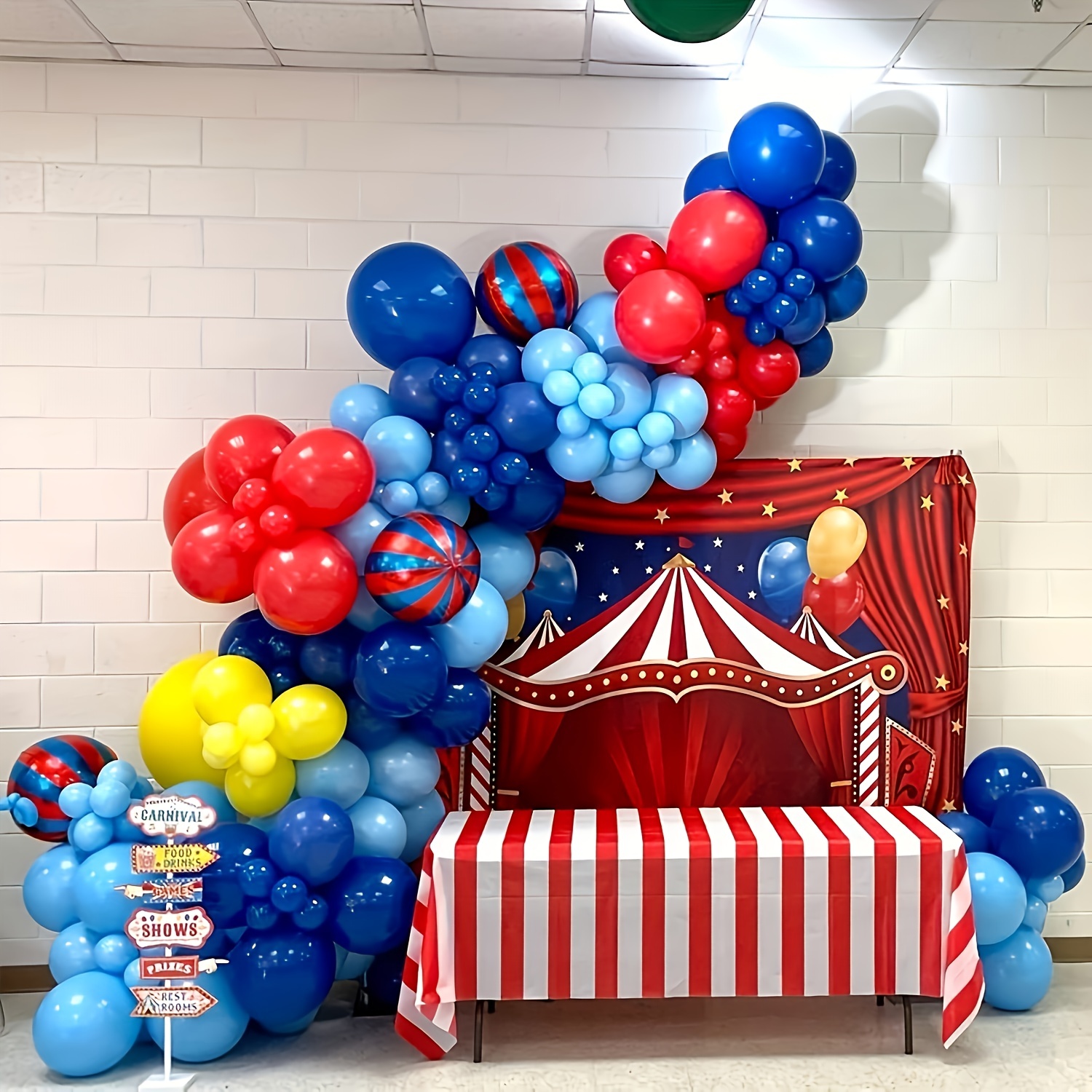 121pcs, Un Ensemble De Chaîne De Ballons En Latex Sur Le Thème Du Carnaval  Et Du Cirque, Arc De Ballons, Mise En Scène D'anniversaire, Cadeaux Pour La