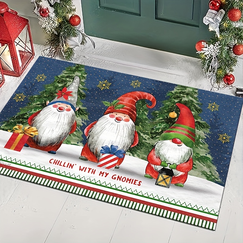 Merry Christmas Gnome Doormat Xmas Holiday Welcome Floor Mat Rugs for Front  Door Funny Non Slip