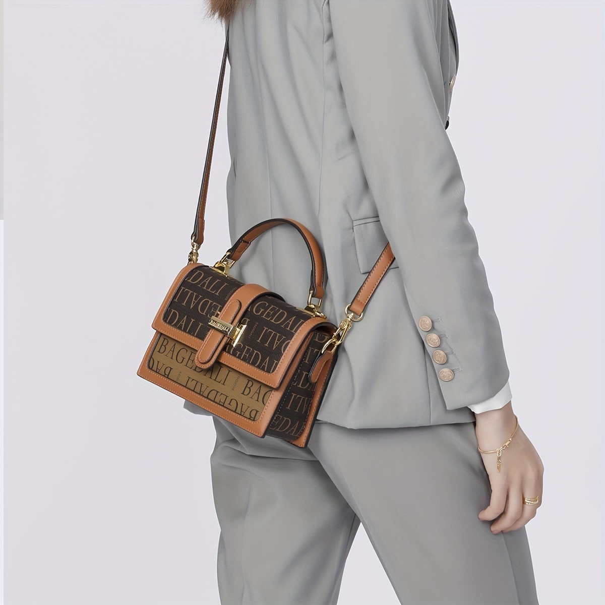 Retro Mini Flap Crossbody Phone Bag, Letter Print Shoulder Bag, Women's  Studded Decor Square Purse - Temu United Arab Emirates