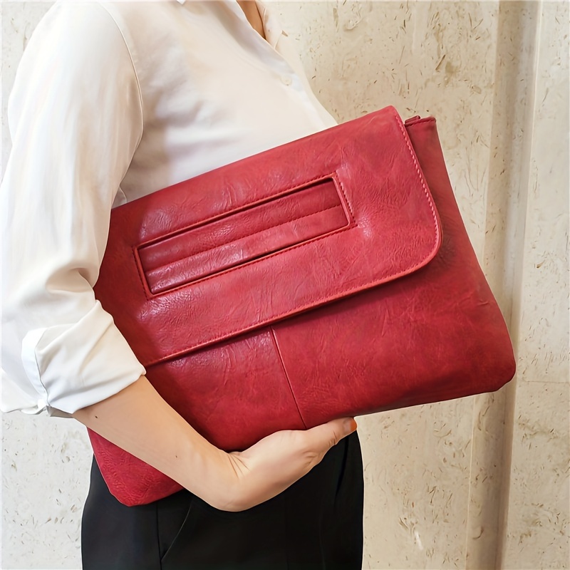 Rhinestones Simple Envelope Handbag, Women's Pu Clutch Purse, Solid Color  Chain Crossbody Bag