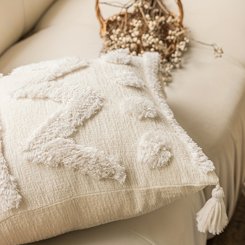 Chenille Pom Pom Tufted Decorative Lumbar Throw Pillow - Temu