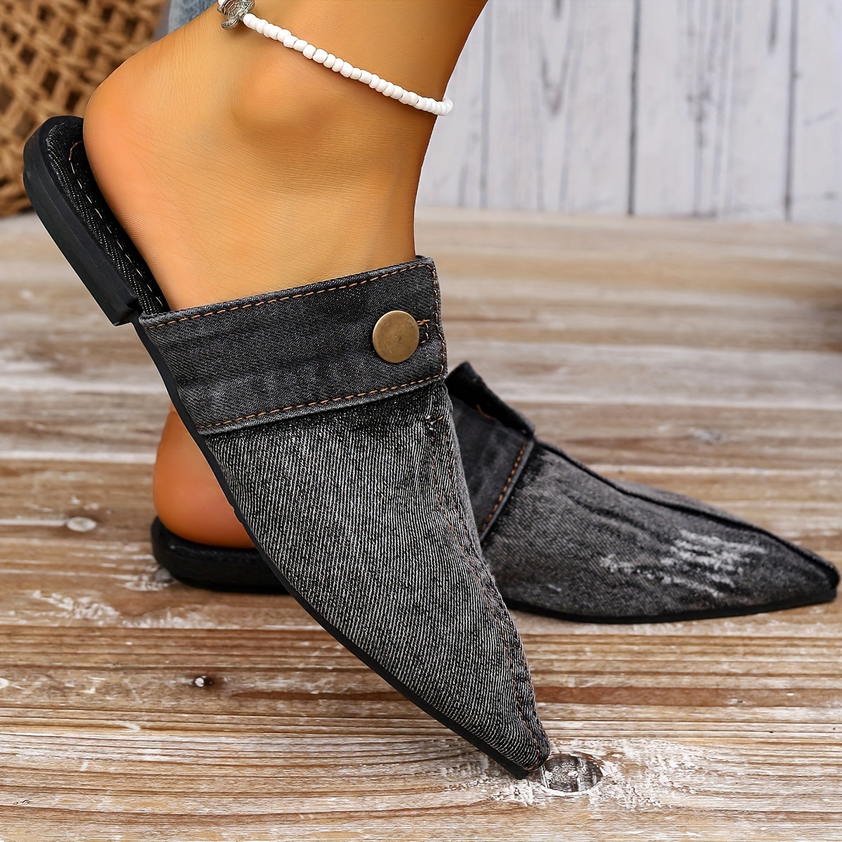 Denim flat shoes on sale womens