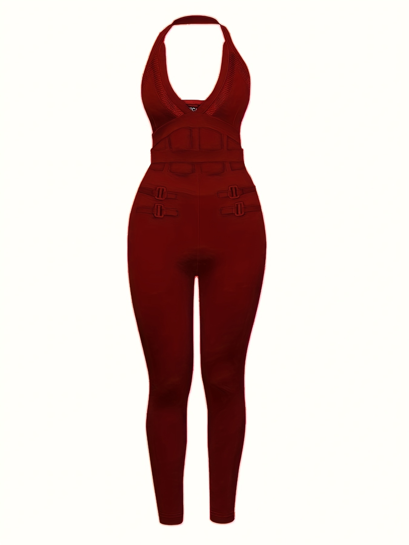 Buy RED CUT-OUT HALTERNECK BACKLESS JUMPSUIT for Women Online in India