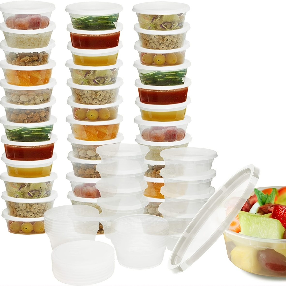 30pcs 8oz Plastic Deli Containers With Lids | Eco Friendly | BPA Free | Meal Prep | Microwave & Dishwasher Safe