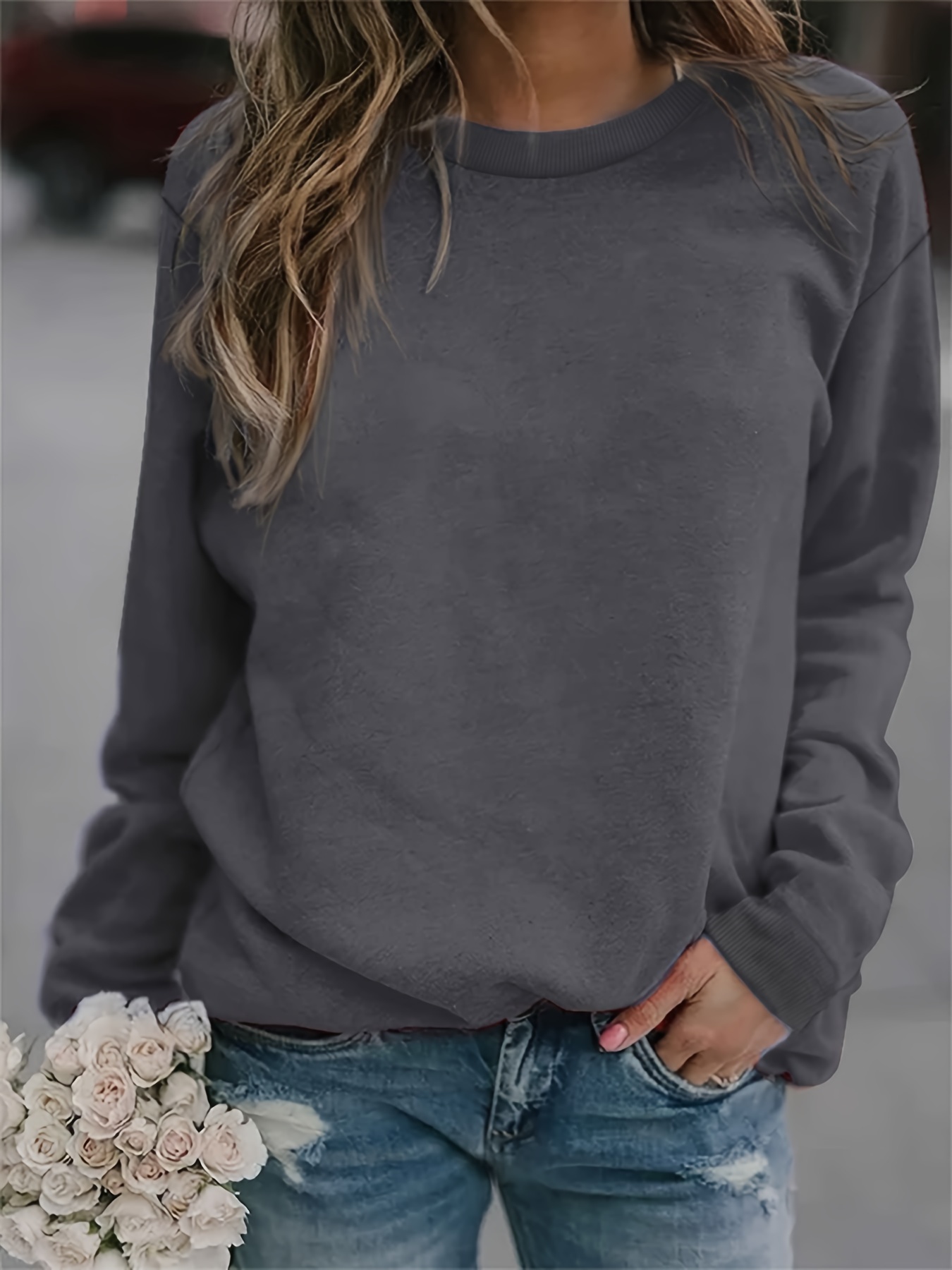 Sweatshirts For Women Loose Fit, Casual Fashion Long Sleeve Solid