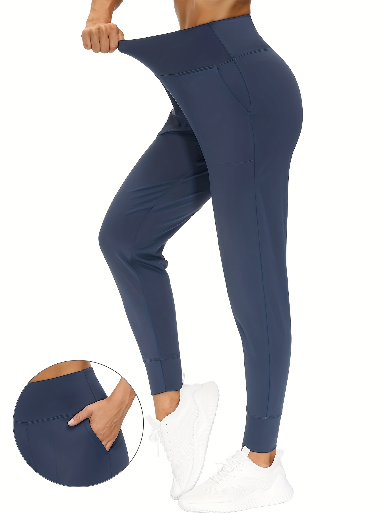 Women Sports Pants Solid Color High Waist Pocket Quick Dry Moisture-Wicking  Breathable Running Fitness Trousers Sportswear : : Electronics
