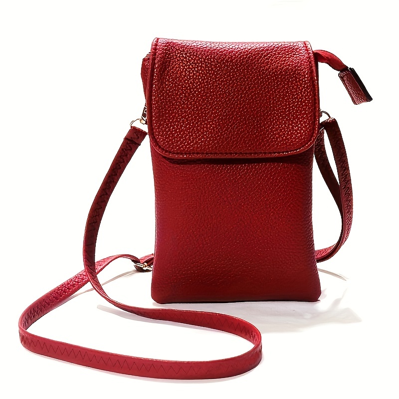 Lightweight Faux Leather Crossbody / Shoulder Bag for Women Red