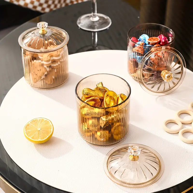 Plastic Sugar Bowls With Lid Light Luxury Round Dried Fruit - Temu