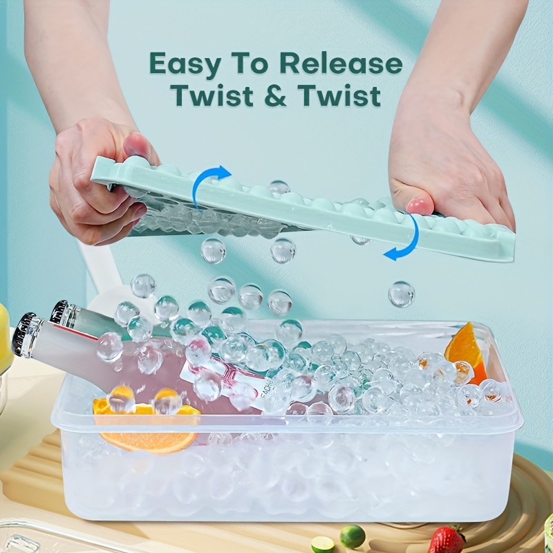 1 Set Round Ice Cube Tray Set With Lid & Bin Ice Ball Maker Mold For  Freezer With Container, Mini Circle Ice Cube Tray, 3 Trays 1 Ice Bucket,1  Tong&1