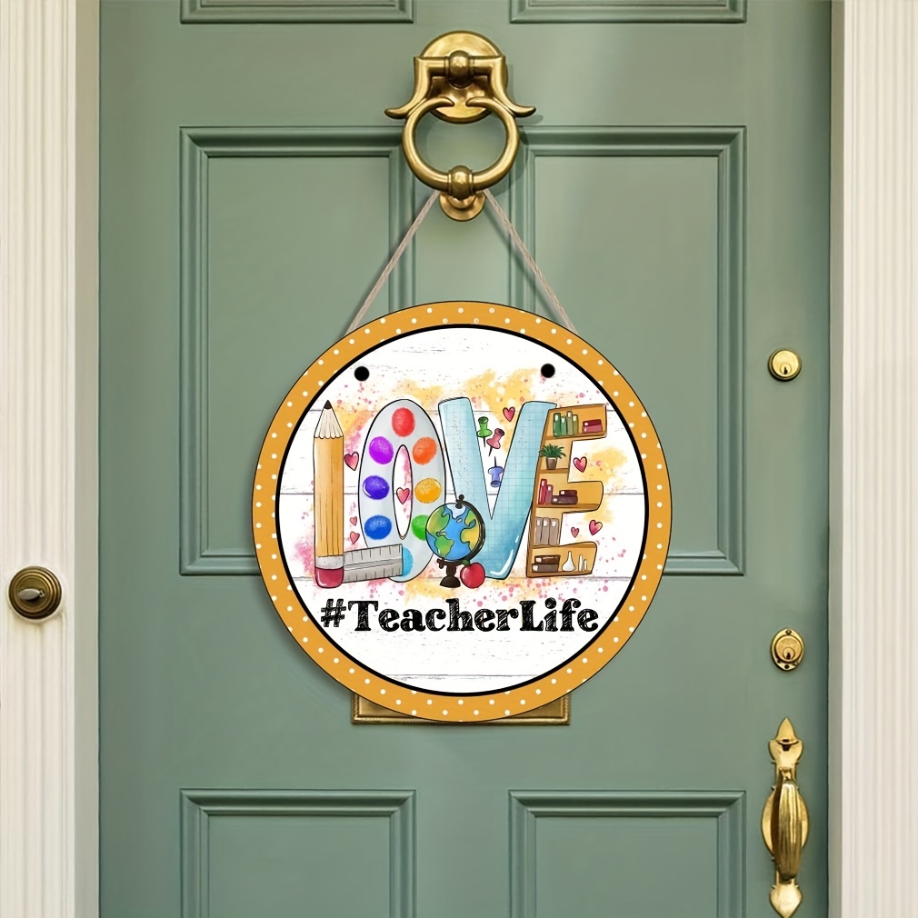 1pc Teachers Life Of Love Appreciation Sign Wreath Round Door ...