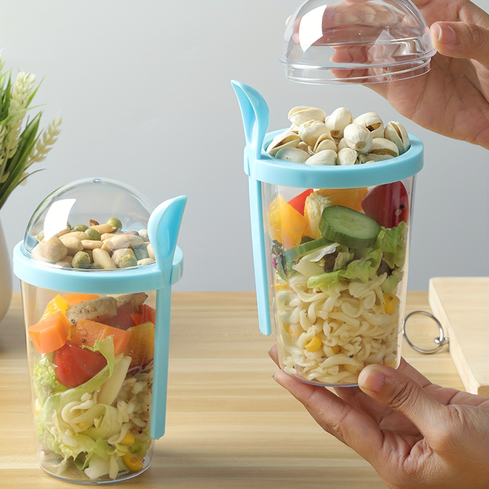 Salad Cups With Lids And Fork 1070ml Large Capacity Take Away