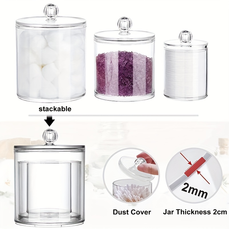 1pc Transparent Round Acrylic Container With Lid And Dust Cover, Ideal For  Storing Dental Floss
