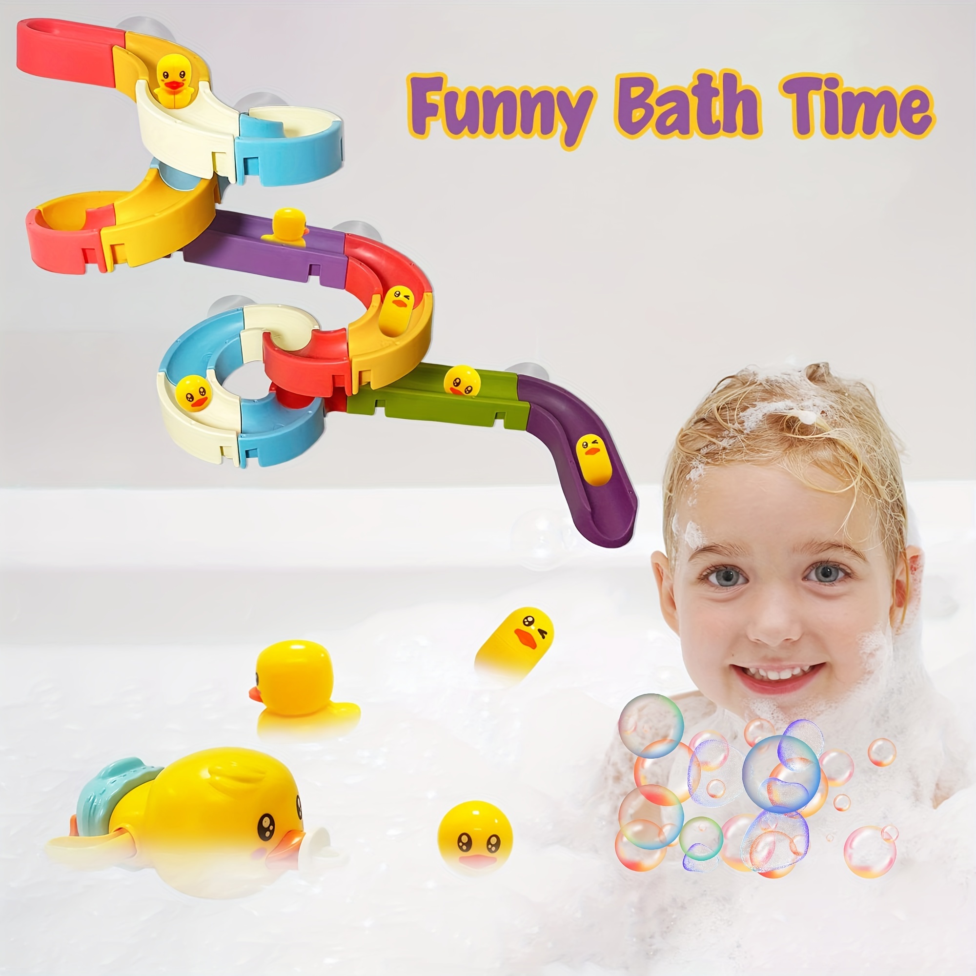 Baby Bath Toys for Toddlers 1-3, Duck Slide Water Toy for Ages 2-4