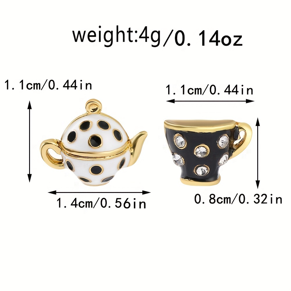 Enamel Multicolor Drop Glaze Teapot Tea Cup Ear Stud Earrings