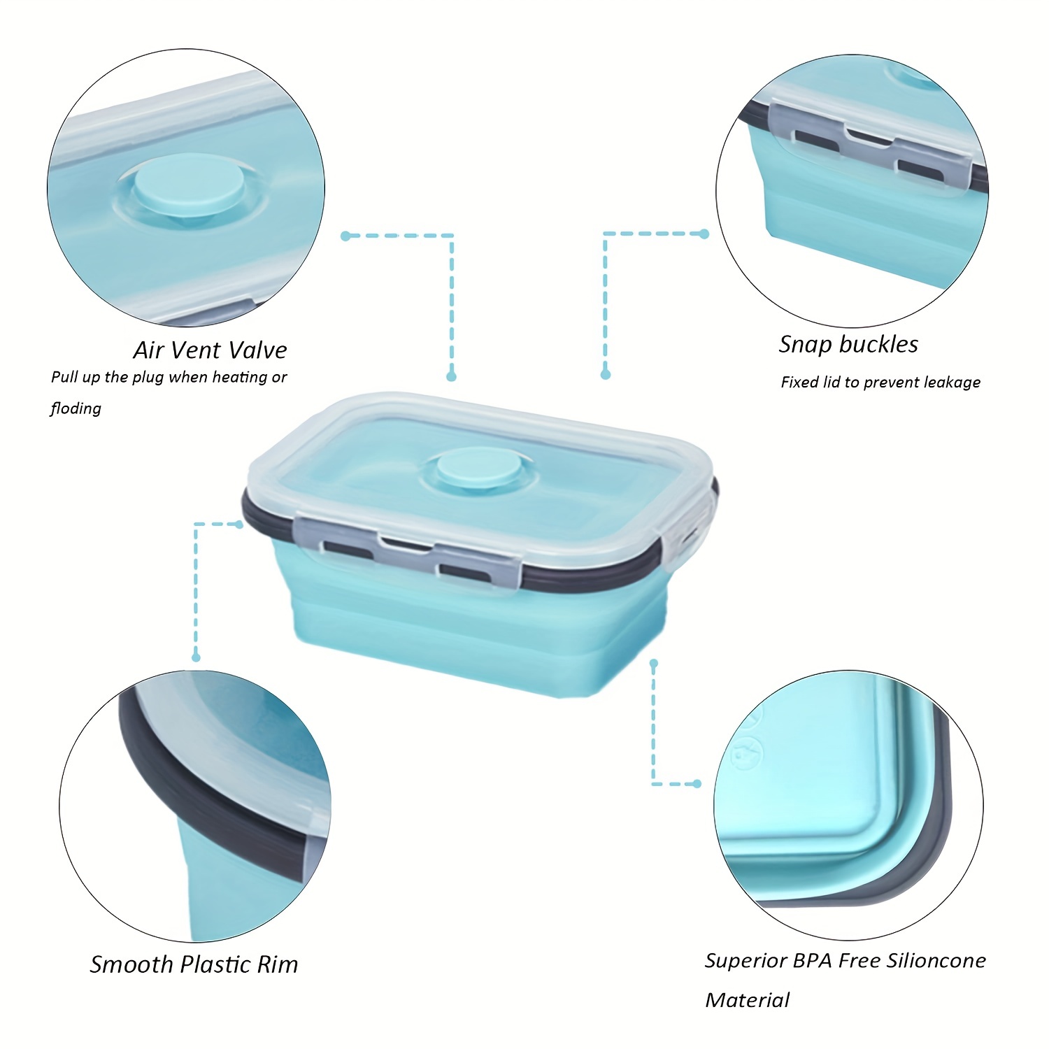 Bpa-free Silicone Collapsible Lunch Box - Portable Food Storage