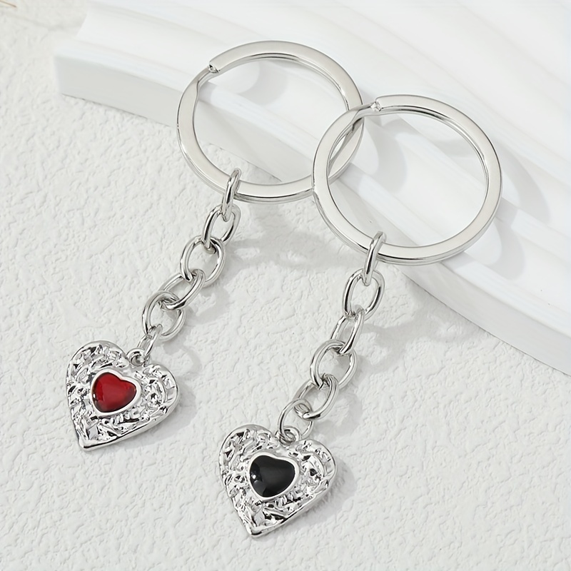 Rhinestone Key & Heart Lock Keychain Cute Sparkle Key Ring Purse Bag  Backpack Car Key Charm Women Girls Lovers Valentine's Day Gift