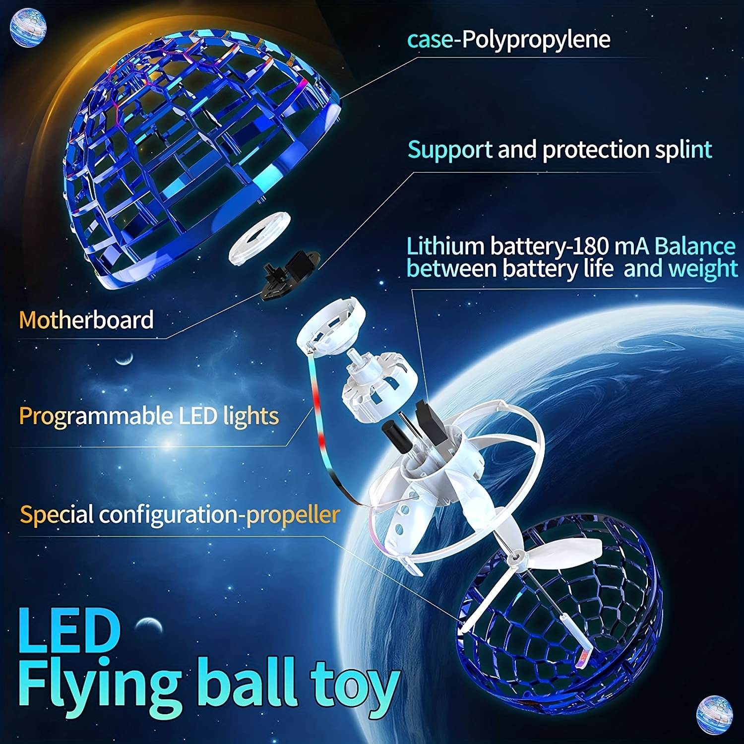 Morbuy RC Boule Volante Induction Jouet, Toy vol Ball Infrarouge  Hélicoptère à Induction Boule intégrée Lumineux d'éclairage LED pour Les  Enfants Les