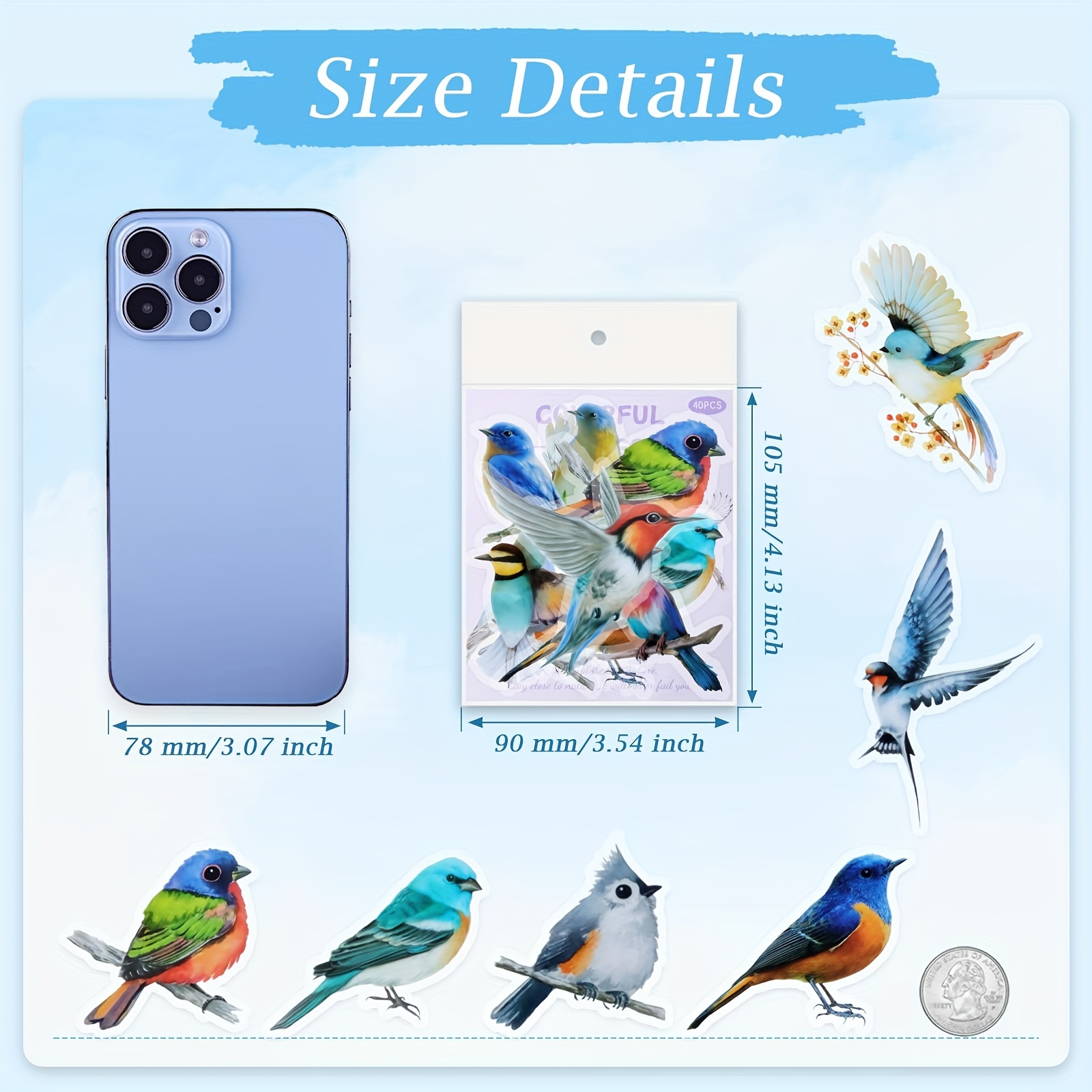 Bird Stickers Transparent Colorful Bird Stickers Pet Vintage - Temu