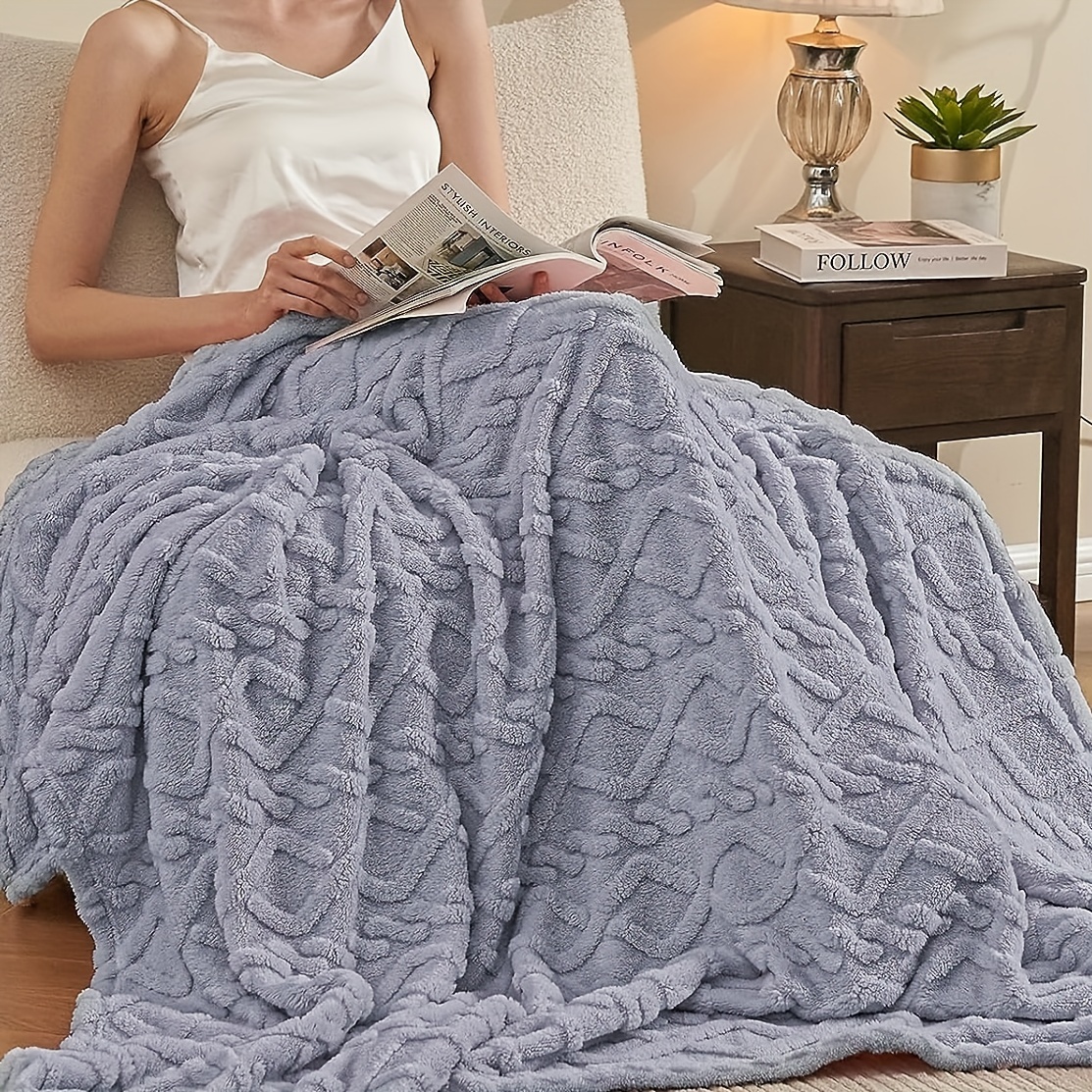 1pc fleece throw blanket for couch fuzzy soft cozy fluffy 3d jacquard weave throw blanket for home decor lightweight warm blanket comfy textured blanket for bed christmas present details 7