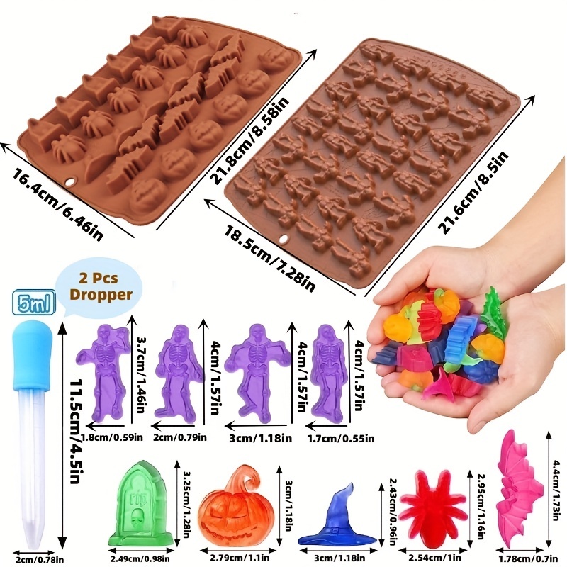  Large Gummy Bear Mold Candy Molds, Silicone Gummy Molds  Chocolate Molds Bpa Free with 3 Droppers, Set of 3 : Home & Kitchen