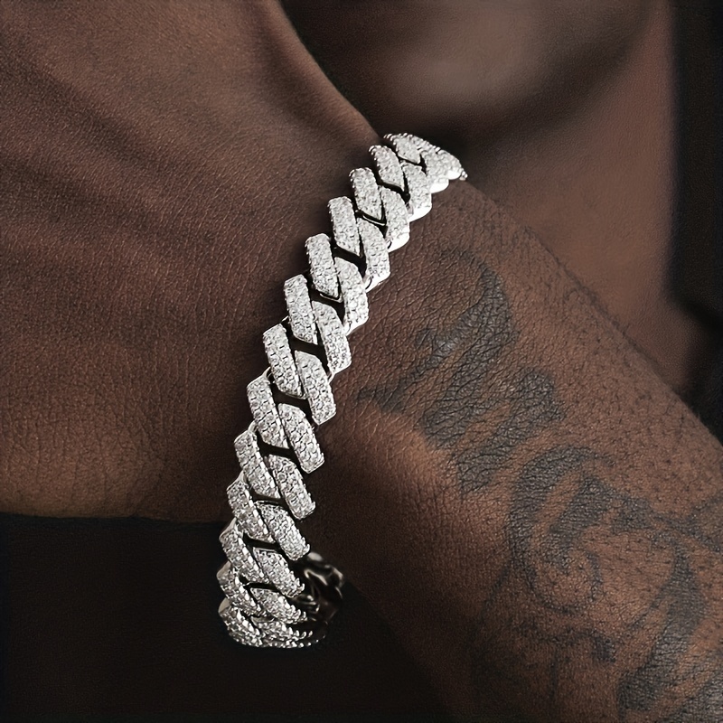 Men's Curb Bracelet, Men's Silver Cuban Bracelets, Men's Chain Bracelet, Men's Link Bracelet, Men's Jewelry, Men's Gift, Punk Jelery for Him